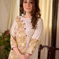 Refined Off White Cotton Straight Kurta with Floral Printed Panel and Button Embellishment