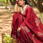Chic Maroon Cotton Saree with Modern Abstract Hand Block Print