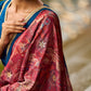 Elegant Navy Blue & Rust Half-and-Half Georgette Saree with Gotapatti Hand Embroidered Pallu