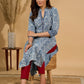Inky Indigo Kurta with Geometric Collar & Cuffs