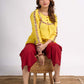 Sunshine Yellow Cotton Contemporary Top with Handcrafted Madhubani Border Highlights
