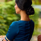 Elegant Navy Blue & Rust Half-and-Half Georgette Saree with Gotapatti Hand Embroidered Pallu