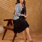 Monochrome Stripe Cotton Short Peplum Jacket