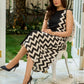 Bespoke Black Zigzag Panel Dress in Cotton Flex with Subtle Kantha Embroidery