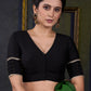 Elegant Black Cotton Silk Pin Tucks Blouse