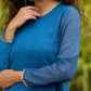 Elegant Blue Ombre Embroidered High-Low Statement Short Kurta - Flared Pants Additional