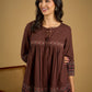 Beautiful  brown cotton ajrakh combination top