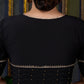 Elegant Black Cotton Silk Pin Tucks Blouse