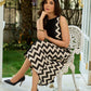 Bespoke Black Zigzag Panel Dress in Cotton Flex with Subtle Kantha Embroidery