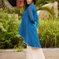 Elegant Blue Ombre Embroidered High-Low Statement Short Kurta - Flared Pants Additional