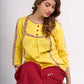 Sunshine Yellow Cotton Contemporary Top with Handcrafted Madhubani Border Highlights