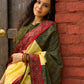 Sunlit yellow cotton contemporary Ajrakh combination saree