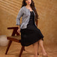 Monochrome Stripe Cotton Short Peplum Jacket