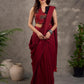Rich Black Maroon Cotton Silk Overlapping Sleeveless Blouse with Ajrakh Animal Print