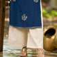 Effortless Navy Blue Rayon Sleeveless Kurta with Subtle Floral Hand Block Design