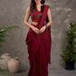 Rich Black Maroon Cotton Silk Overlapping Sleeveless Blouse with Ajrakh Animal Print