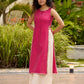 Elegant Striped Kurta in Pink with High Slit - Flared Pants Additional