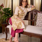 Refined Off White Cotton Straight Kurta with Floral Printed Panel and Button Embellishment