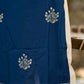 Effortless Navy Blue Rayon Sleeveless Kurta with Subtle Floral Hand Block Design