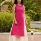Elegant Striped Kurta in Pink with High Slit - Flared Pants Additional