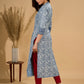 Inky Indigo Kurta with Geometric Collar & Cuffs