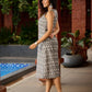 Minimalist Grey Ikat Sleeveless Dress  - Mirror Work Jacket Additional