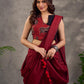 Rich Black Maroon Cotton Silk Overlapping Sleeveless Blouse with Ajrakh Animal Print