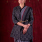 Black Artisanal Bandhani Printed Jacket in Viscose with Mandarin Collar Detailing
