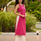 Elegant Striped Kurta in Pink with High Slit - Flared Pants Additional