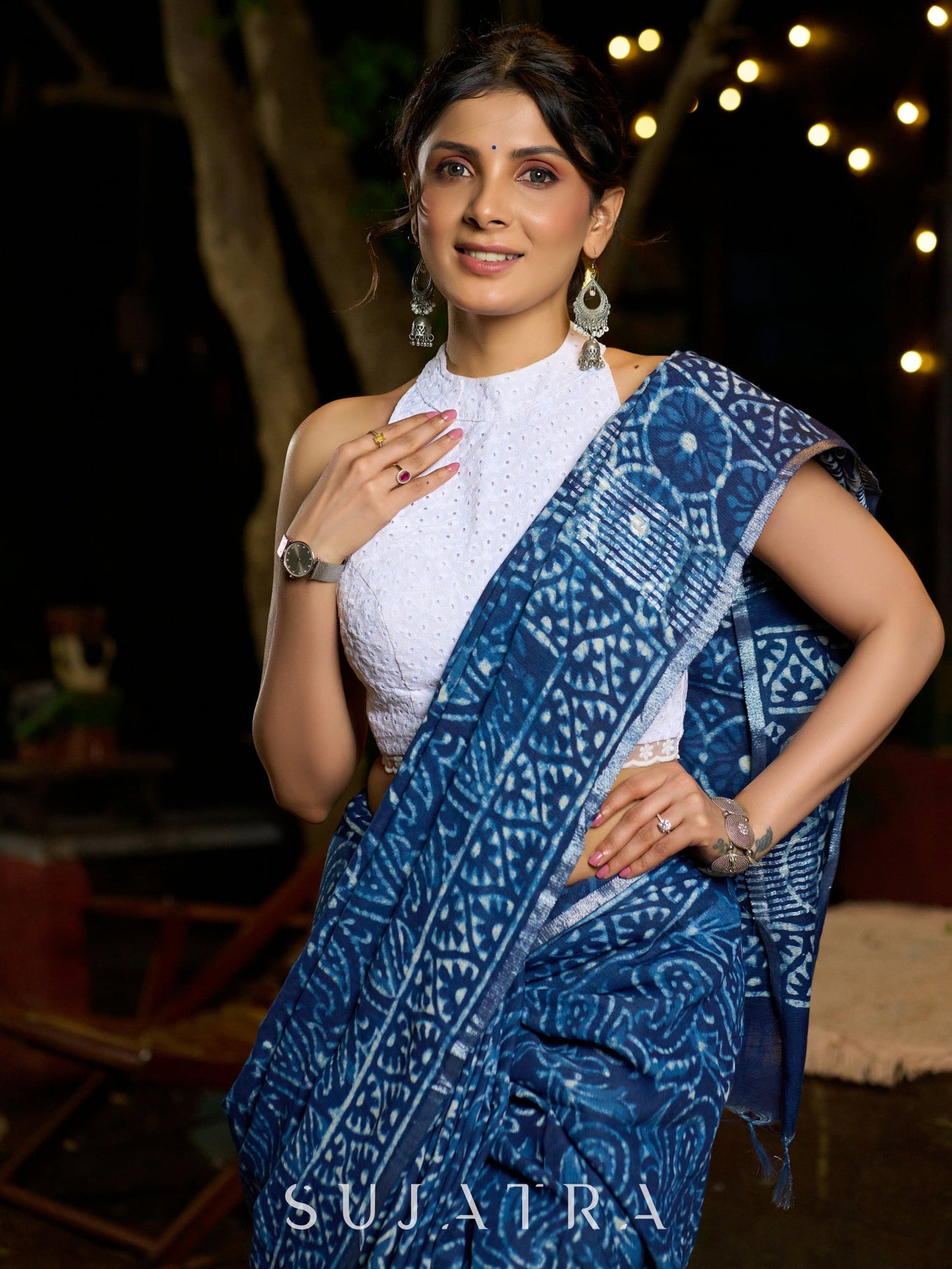 Handcrafted Indigo elegance with artisanal print patterns and modern poise