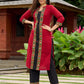 Beautiful maroon cotton kurta highlighted with traditional Kutch mirror embroidery-pant optional