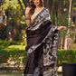 Timeless Dark Brown Pure Silk Hand Batik Saree with Bold Prints and Statement Borders