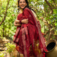 Chic Maroon Cotton Saree with Modern Abstract Hand Block Print