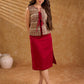 Rustic Beige Ethnic Print Cotton Sleeveless Cropped Jacket with Tassel Front Tie