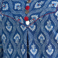 Indigo Floral Printed Summer Top with Contrasting Maroon Highlights