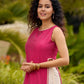 Elegant Striped Kurta in Pink with High Slit - Flared Pants Additional