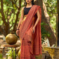 Contemporary Rust Cotton Saree with Traditional Hand Block Print Borders
