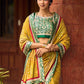 Exquisite Mustard Bandhani Print Saree with Green Benarasi Border & Tasseled Pallu with Hand Embroidered Mirror Work