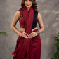 Rich Black Maroon Cotton Silk Overlapping Sleeveless Blouse with Ajrakh Animal Print
