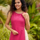 Elegant Striped Kurta in Pink with High Slit - Flared Pants Additional