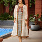 Minimalist Grey Ikat Sleeveless Dress  - Mirror Work Jacket Additional