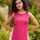 Elegant Striped Kurta in Pink with High Slit - Flared Pants Additional