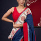 Exclusive Hand-painted Madhubani & Indigo combination saree with Hand-painted Motif on Pallu
