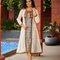 Minimalist Grey Ikat Sleeveless Dress  - Mirror Work Jacket Additional