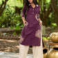 Timeless Purple Cotton Kurta with Statement Floral Hand Block Print