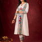 Ivory Handloom Jacket-Style Kurta with Hand Painted Madhubani & Gond Detailing