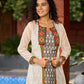 Minimalist Grey Ikat Sleeveless Dress  - Mirror Work Jacket Additional