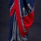 Exclusive Hand-painted Madhubani & Indigo combination saree with Hand-painted Motif on Pallu