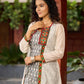 Minimalist Grey Ikat Sleeveless Dress  - Mirror Work Jacket Additional