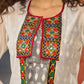 Minimalist Grey Ikat Sleeveless Dress  - Mirror Work Jacket Additional